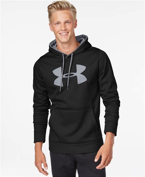 Under armour Men's Storm Armour Big Logo Performance Fleece Pullover Hoodie in Black for Men ...