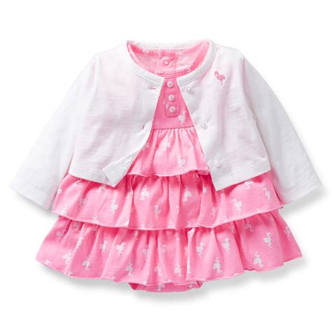 Carter's Newborn & Infant Girl's Tiered Dress & Cardigan - Flamingo Print - Clothing - Baby ...