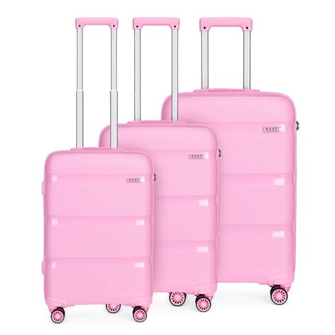 K2092 - Kono Bright Hard Shell PP Suitcase 3 Pieces Set - Classic Collection - Pink