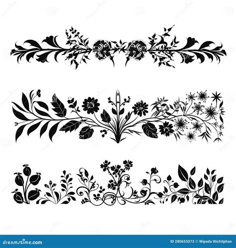 Set of Floral Line Divider Illustration Stock Illustration ...