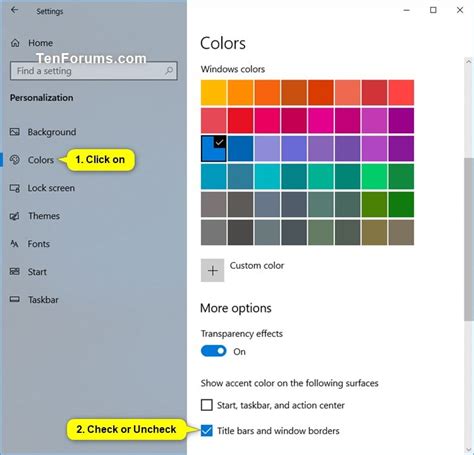 Turn On or Off Show Color on Title Bars and Borders in Windows 10 | Tutorials