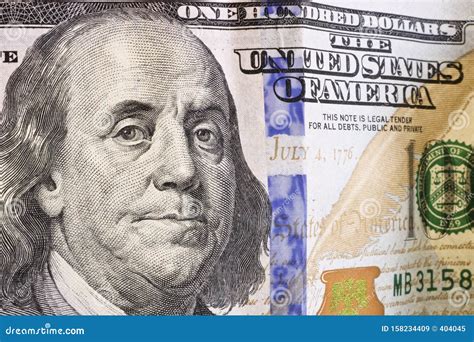 US President Franklin on a 100 Dollar Bill. Stock Image - Image of face, currency: 158234409