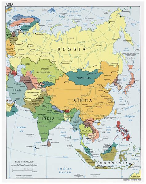 Подробная политическая карта Азии. Азия – детальная политическая карта ...