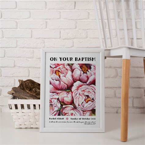 Personalised Baptism Flowers Print Baptism Gift By Izzy & Pop