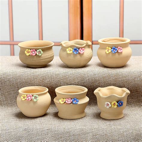 Lovely Small Ceramic Floral Garden Pot Planter Cute Coarse Pottery ...