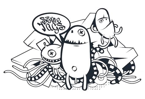 Free Vector | Hand drawn creatures in graffiti style