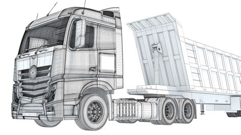 Truck With Tipper Trailer Model - TurboSquid 1900992