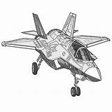 F35 Jet Fighter Airplane Coloring Page  For Kids – Smart sketch template