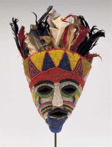 Zambia, Artist Unknown (Tabwa) Mask, late 19th-early 20th century Glass beads, feathers, raffia ...