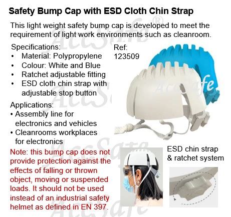 Accsafe Safety Cleanroom White Plastic Bump Cap - Eezee