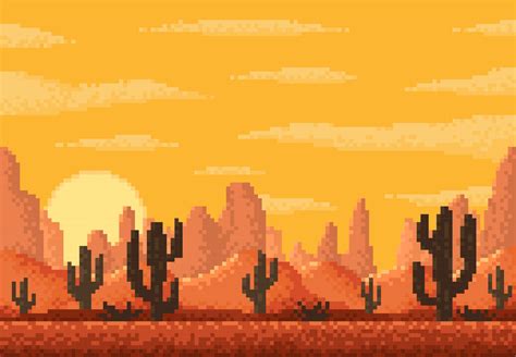 Pixel desert landscape 8 bit game level background 11153437 Vector Art ...