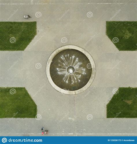 Aerial Top View of Water Fountain in the Public Park on Summer Day F Stock Photo - Image of ...