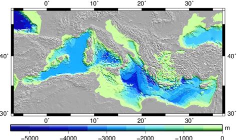 Bathymetry in the Mediterranean Sea. | Download Scientific Diagram