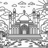Islamic mosque coloring Page Download Or Print For Free sketch template