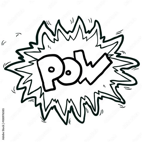 black and white cartoon comic book pow symbol Stock Vector | Adobe Stock