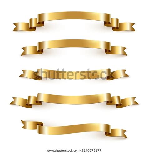 Gold Ribbon Banner Vector Illustrations Set Stock Vector (Royalty Free ...