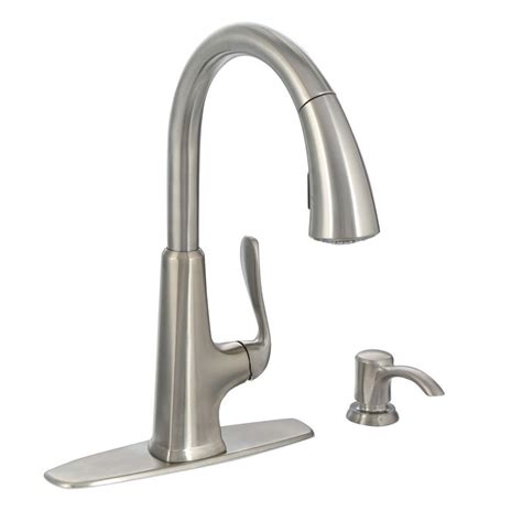 Pfister Pasadena Single-Handle Pull-Down Sprayer Kitchen Faucet with Soap Dispenser in Stainless ...