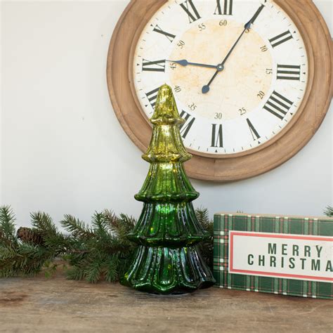 15" Lighted Green Glass Tree - JanMichaels Art and Home