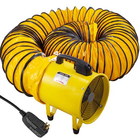 VEVOR Utility Blower Fan 10 inch Two Speed Portable Ventilator 110V 320W with 10M Duct Hose High ...