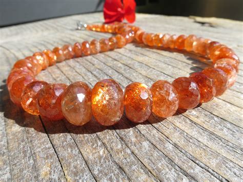 SK02 Sunstone Necklace orange african sunstone tanzania | Etsy