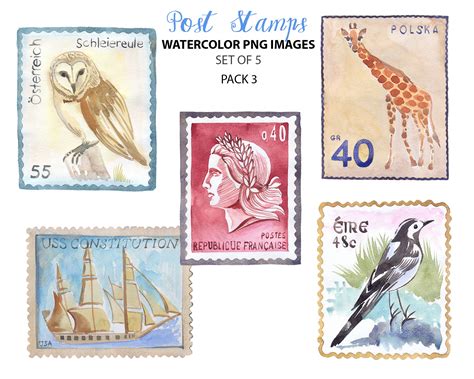 Mail Clipart Post Stamp Clip Art Watercolor Postage Images - Etsy