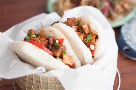 Taiwanese Style Gua Bao Recipe - Steamed Bao Buns With Sweet And Spicy Mushroom & Tofu Recipe ...