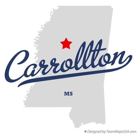 Map of Carrollton, MS, Mississippi