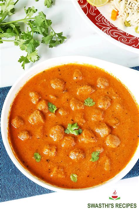 Soya Chunks Curry Recipe (Meal Maker Curry) - Swasthi's Recipes