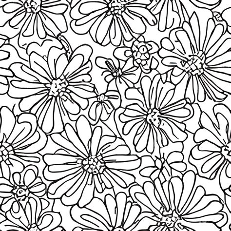 Flowers Coloring Page Black and White · Creative Fabrica