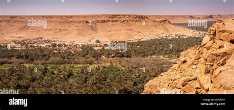 Morocco, Tafilalet region, Ziz Valley, oasis below rocky hills, panoramic Stock Photo - Alamy