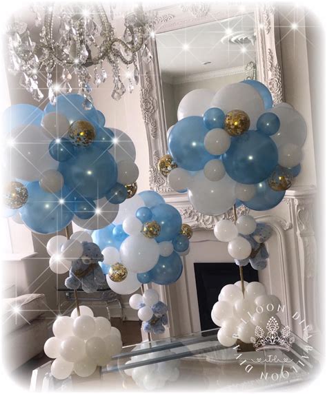 Balloon Centrepiece | Balloon centerpieces, Christening decorations ...