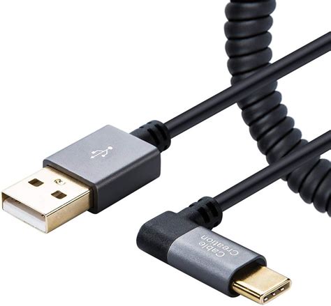 Amazon.com: Coiled USB C Cable 5 Feet, CableCreation Coiled Angled USB ...