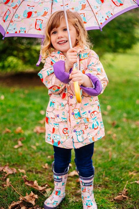 Children's Rubber Rain Boots, Pink Owls | Girls rain coat, Baby ...