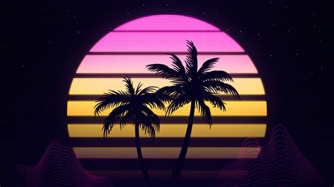 Fondos de pantalla : Árboles, Retrowave, 4k, Obra de arte, arte digital 3840x2160 - Mode7 ...