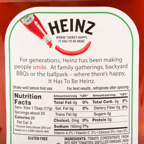 Nutrition Facts Heinz Ketchup | Blog Dandk