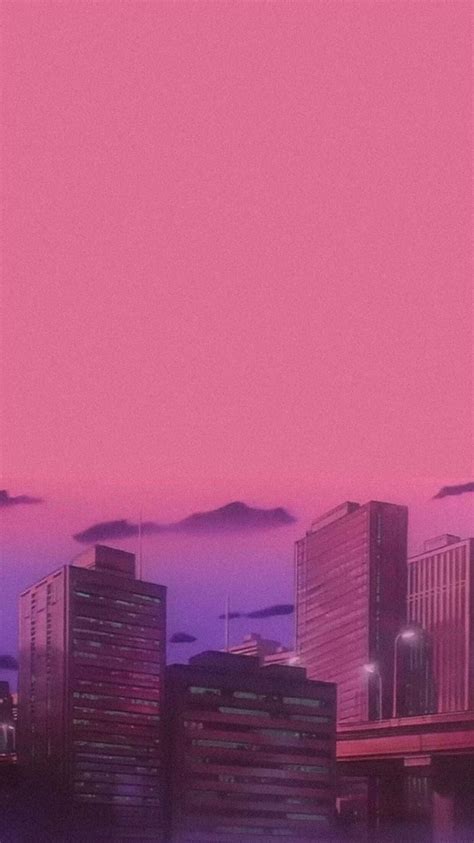 Download 90s Aesthetic Anime Pink Retro City Wallpaper | Wallpapers.com