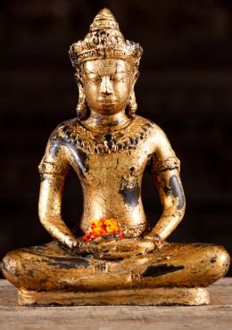 SOLD Brass Uttong Buddha Statue 30" (#43t43z): Hindu Gods & Buddha Statues