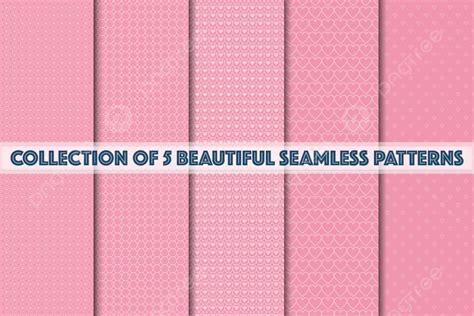 Set Of 5 Beautiful Pink Texture Seamless Pattern Background, Fashion ...