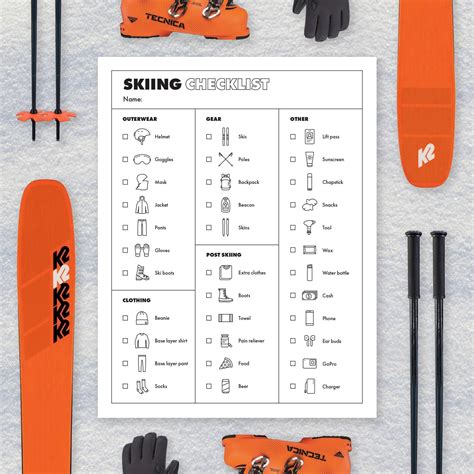 Checklist skiing / Printable ski checklist / Instant digital | Etsy