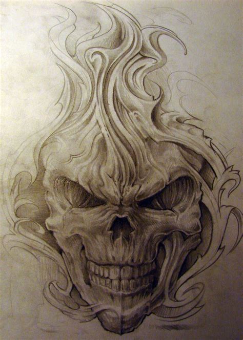 Wicked Skull Tattoo Drawings