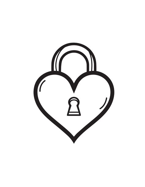 Heart Lock Drawing Coloring Pages