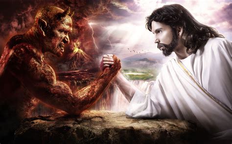 1680x1050 resolution | devil and Jesus arm wrestling illustration HD wallpaper | Wallpaper Flare