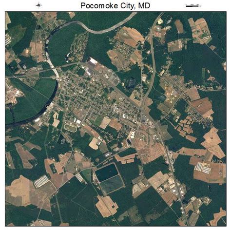 Aerial Photography Map of Pocomoke City, MD Maryland