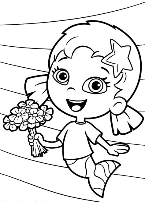 Coloring Pages | Oona Holding Flower Bouquet in Bubble Guppies Coloring ...