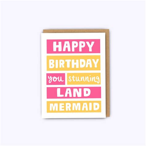 Funny Birthday Card, Mermaid Card, Mermaid Birthday Card, Mermaid ...