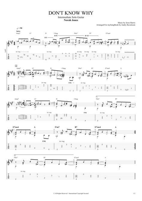 Don't Know Why by Norah Jones - Intermediate Solo Guitar Guitar Pro Tab ...