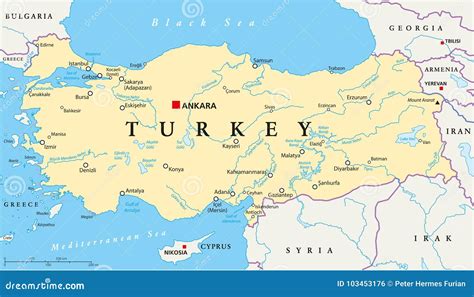 Mapa político de Turquía ilustración del vector. Ilustración de bolsa ...