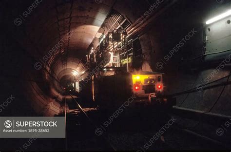 Train inside the Channel tunnel, during its construction, by Chris Hogg ...