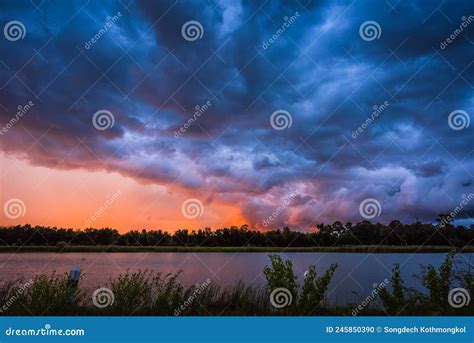 Arcus cloud phenomenon stock photo. Image of landscape - 245850390