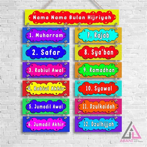 Jual Abani Hiasan Dinding Kelas Paud TK SD SMP Nama Nama Bulan Hijriyah Hiasan Kelas Islami Nama ...